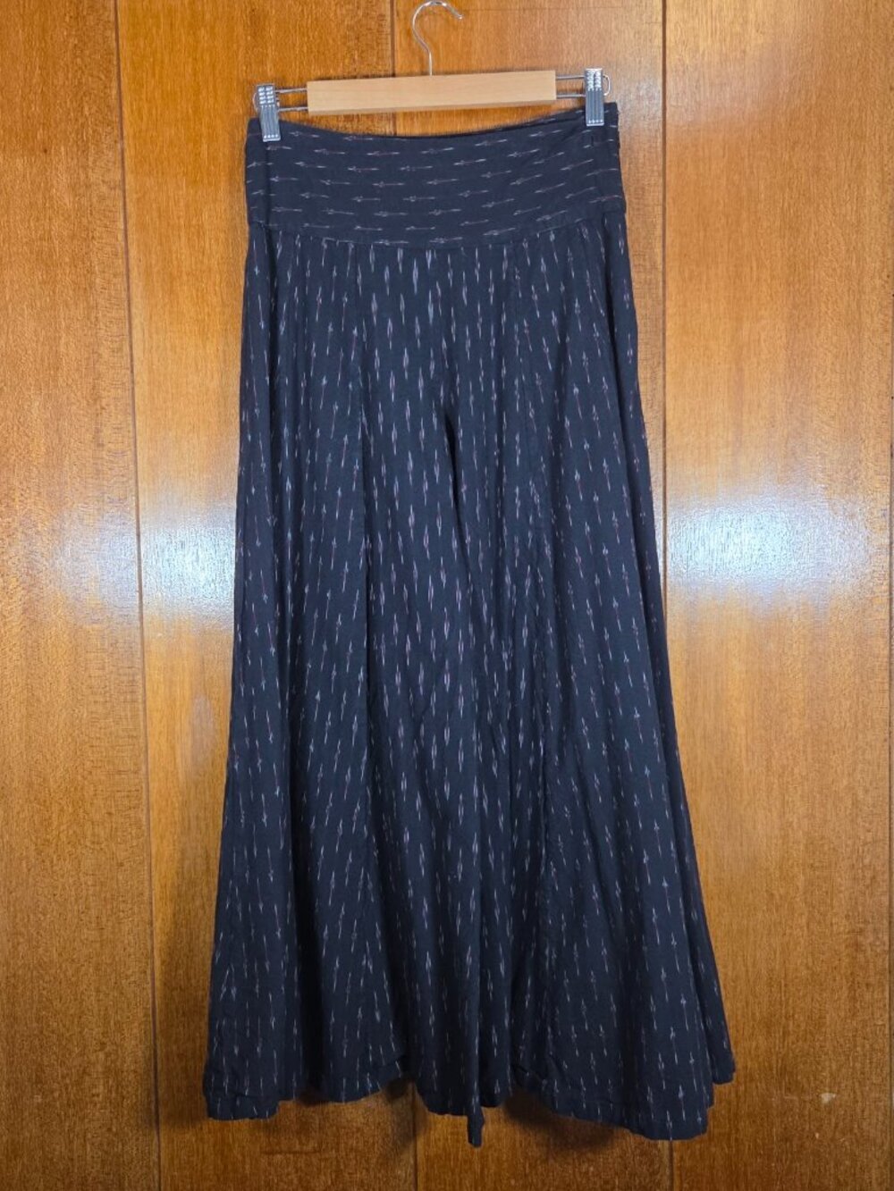 Fabindia 100% Cotton Ikat Print High Waist Wide Leg Palazzo Pants - Size XS